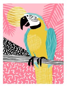 Sunday's Society6 - Wacka retro neon tropical colorful pattern pop art bird parrot