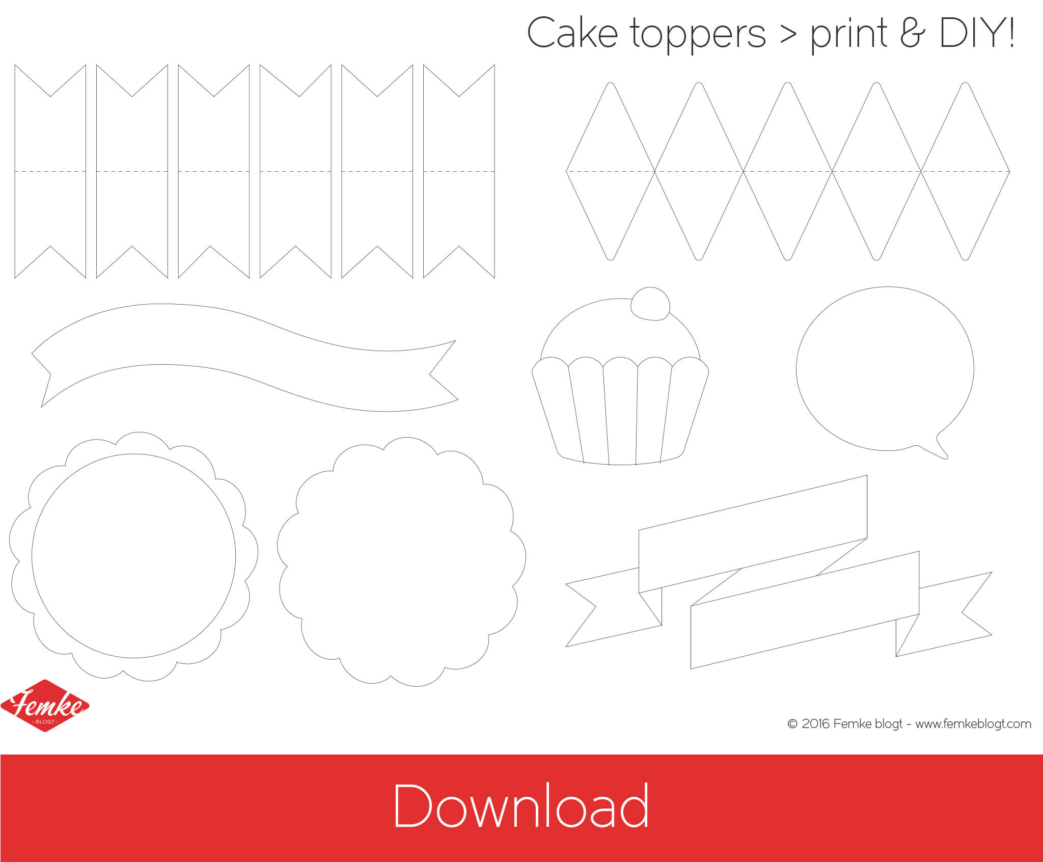 Download printable DIY cake topper