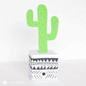 5 Supersnelle sinterklaas surprises | Cactus in pot met zwart-wit patroon