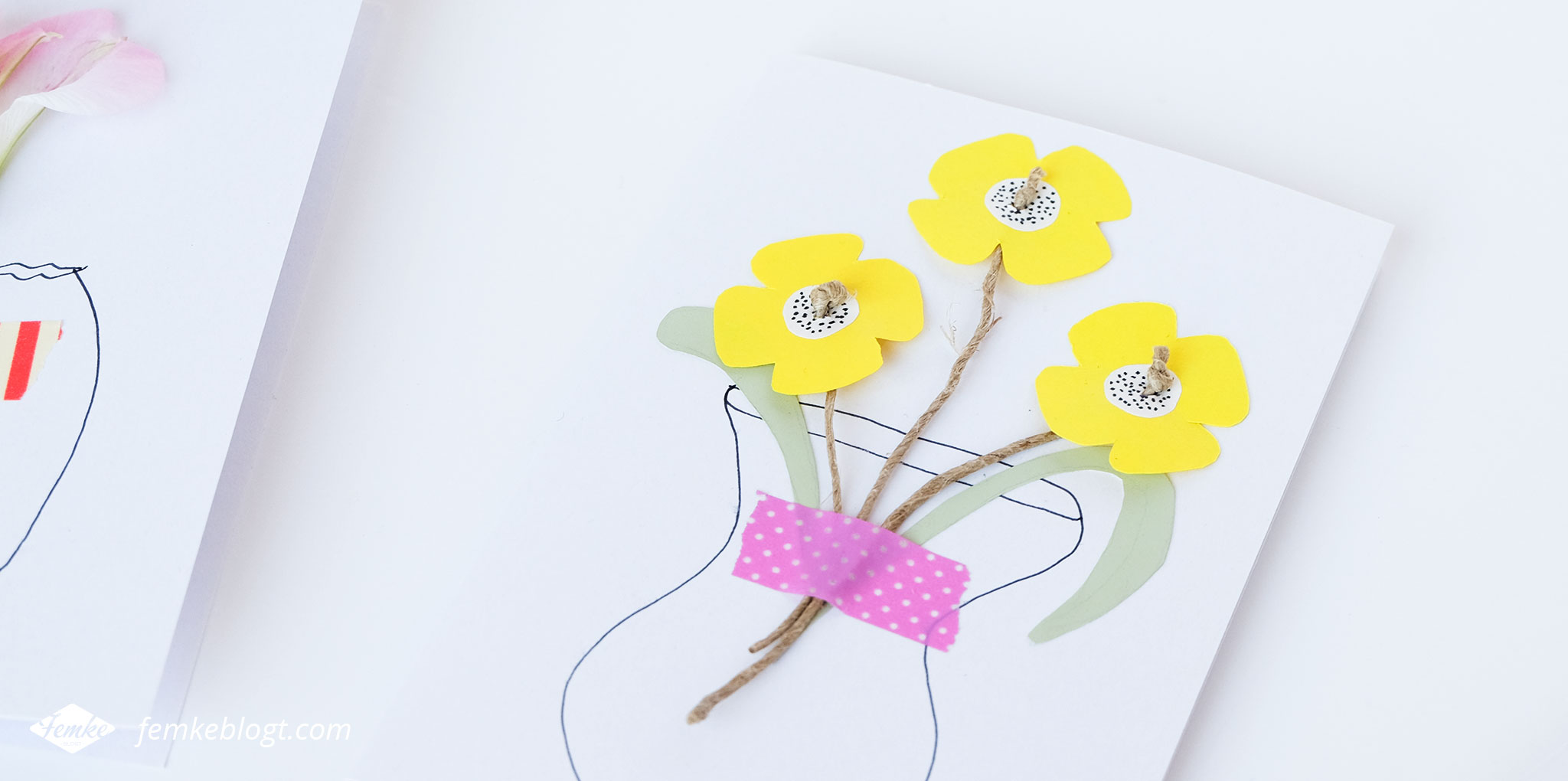 DIY Moederdag bloemen kaart | Maak je eigen kaart met fleurige bloemen voor Moederdag, met deze simpele DIY