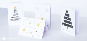 DIY kerstkaarten met glitter washi tape | Deze simpele kerstkaarten maak je eenvoudig zelf met wit papier, een zwarte stift en glitter washi tape!